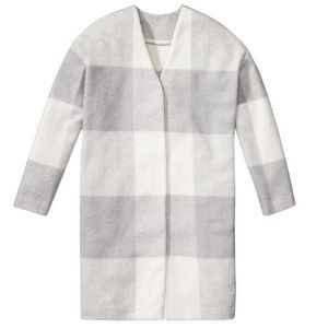 Adam Lippes grey and white plaid coat.